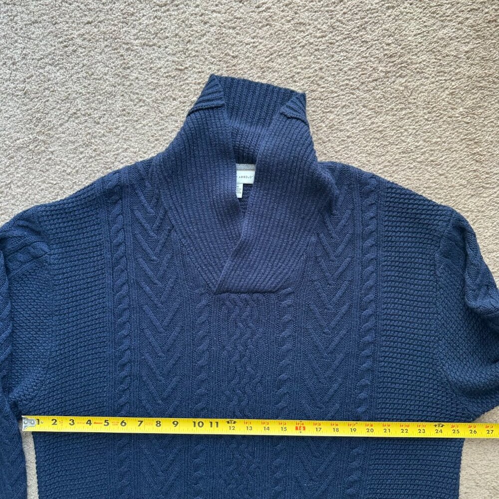 Joseph Abboud Sweater Mens 4X Wool Blend Cowl Neck Navy Blue Pullover Cableknit - Picture 8 of 10